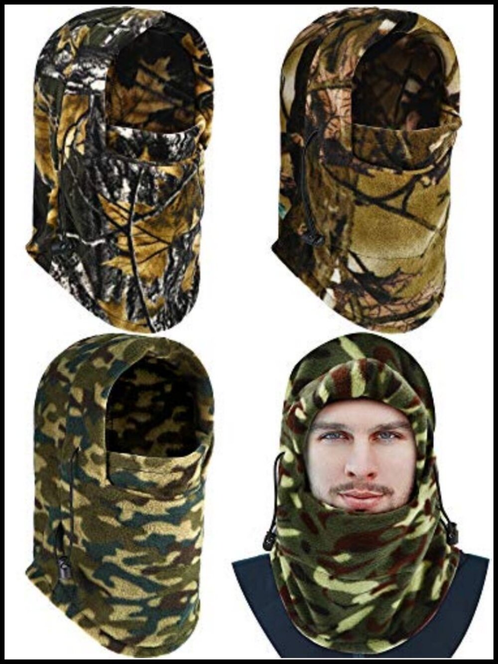 4 Pack Camo Balaclava Ski Mask Fleece Neck Warmer Winter Face Covering
